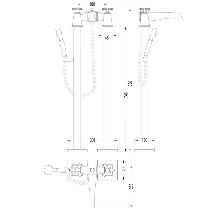 Devon Time Смеситель для ванны с ножками . лейкой и шлангом , цвет хром, артикул 2TIME235CR