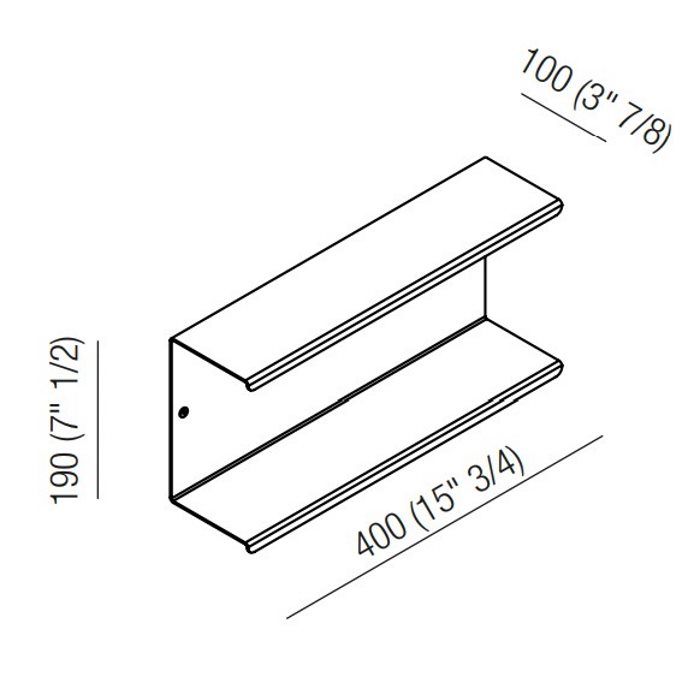 Agape Mach 2 Полка двойная 40х10х19 см, цвет: черный Agape Mach 2 Полка двойная 40х10х19 см, цвет: черный