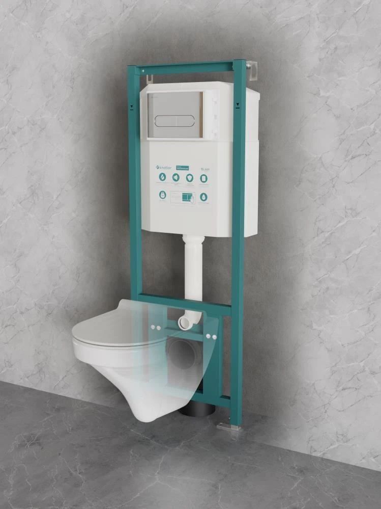 Инсталляция для подвесного унитаза Knotlor ISWC401FG, бирюзовый