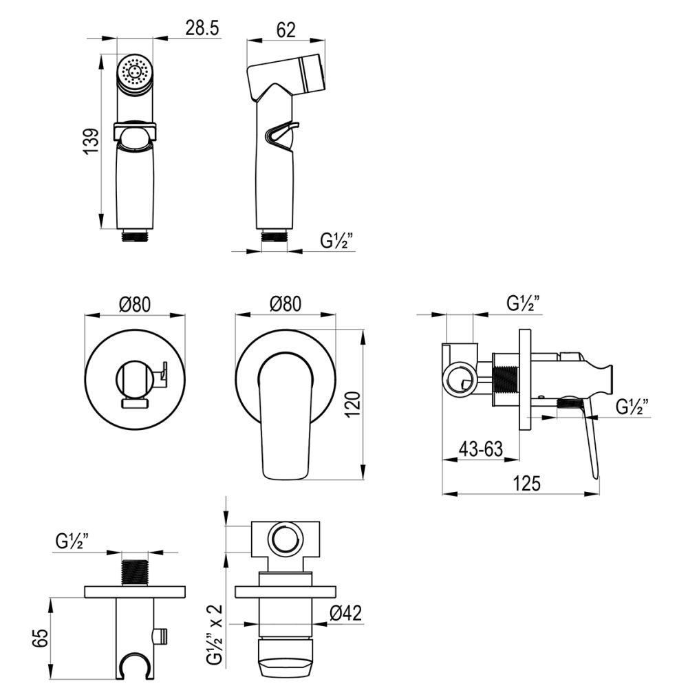 Смеситель Lemark Verba с гигиеническим душем, встраиваемый (LM11419C), артикул LM11419C