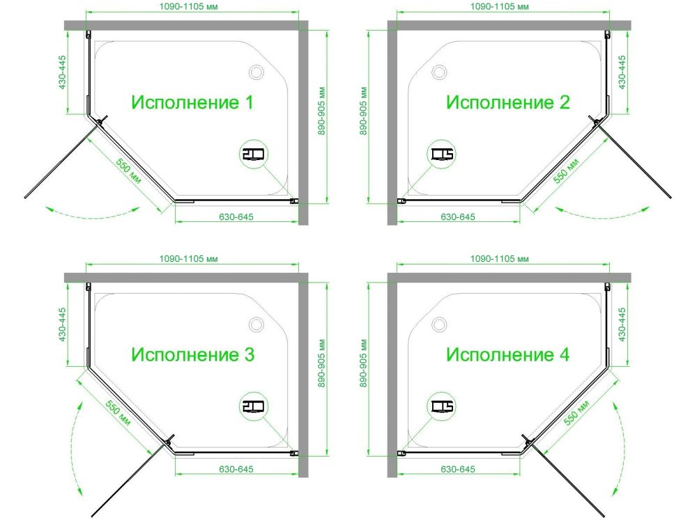 Душевой уголок Royal Bath RB 1190TR-T-BL  90х110х200 (прозрачное), артикул RB1190TR-T-BL