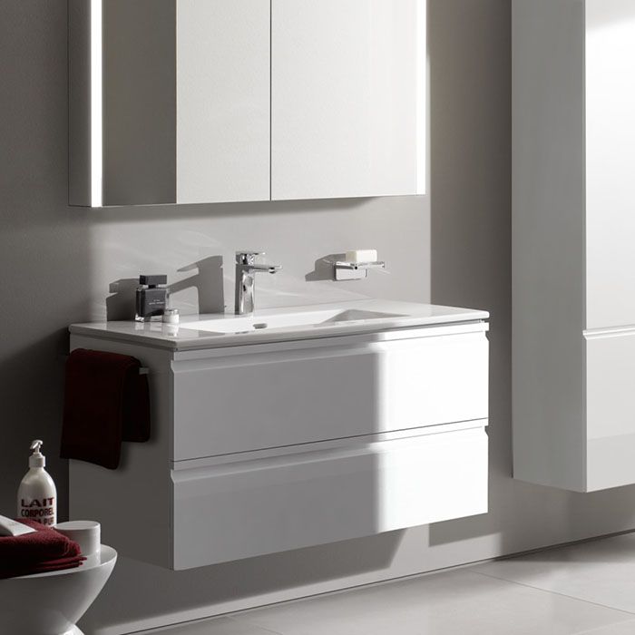 LAUFEN PRO S шкафчик под раковину, 1000х500х545 мм, с раковиной Slim 1000 мм, 2 ящика, включает в комплект органайзер для ящика, белый глянцевый, артикул 8.6196.5.475.104.1