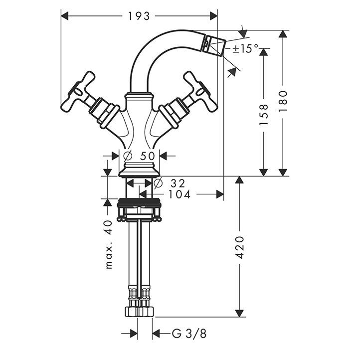 Axor Montreux Смеситель для биде (2 ручки) на 1 отверстие, с донным клапаном, цвет: шлифованная бронза Axor Montreux Смеситель для биде (2 ручки) на 1 отверстие, с донным клапаном, цвет: шлифованная бронза