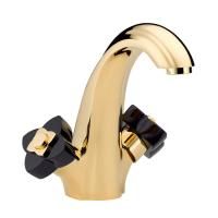 THG PETALE DE CRISTAL NOIR Смеситель для раковины на 1 отверстие, с донным клапаном, цвет полированное золото