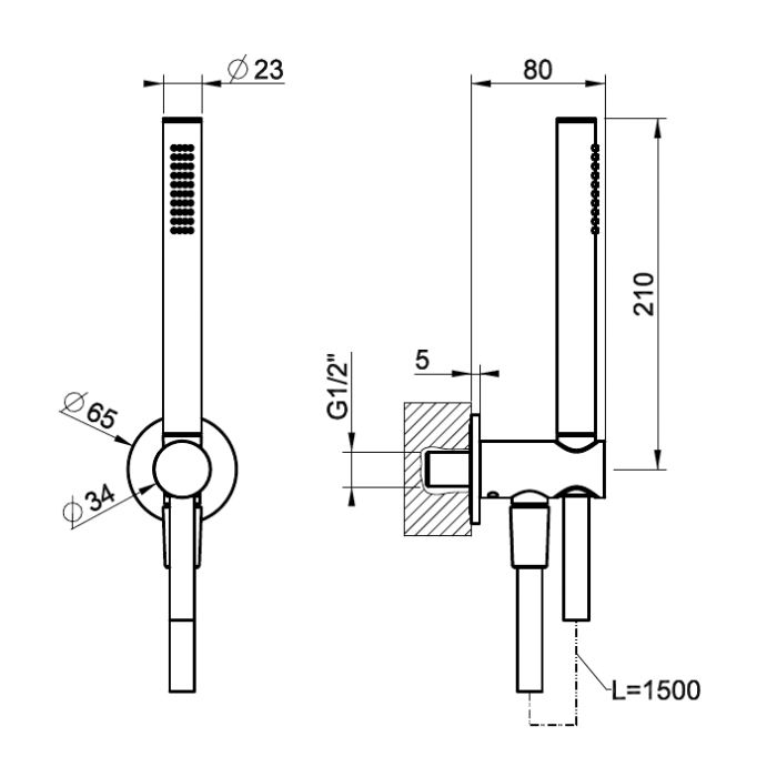 Gessi Shower Sets Душевой комплект, состоящий из вывода воды, держателя, шланга 1,50 м и лейки, цвет: Finox Brushed Nickel