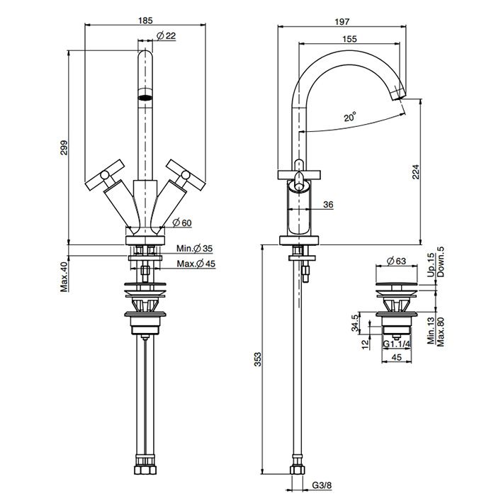 Fima Carlo Frattini Maxima Cмеситель для раковины, на 1 отв., с донным клапаном, цвет: чёрный матовый, артикул F5311WNS