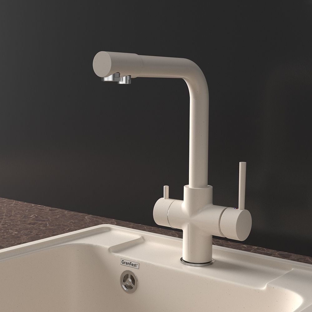 Смеситель для кухни с подключением фильтра GranFestGF-Z-5423, белый
