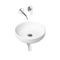 Комплект 3 в 1 Lavinia Boho Bathroom Sink Slim 21510140, накладная фарфоровая раковина 40 см, встраиваемый смеситель со скрытым механизмом, пластиковый сифон