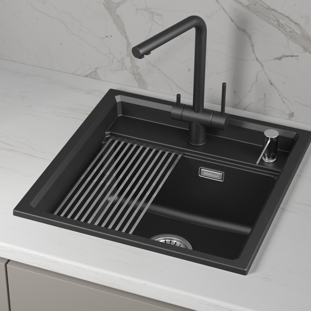 Кухонная мойка GRANULA кварц (5002i, ШВАРЦ), артикул 5002i, ШВАРЦ