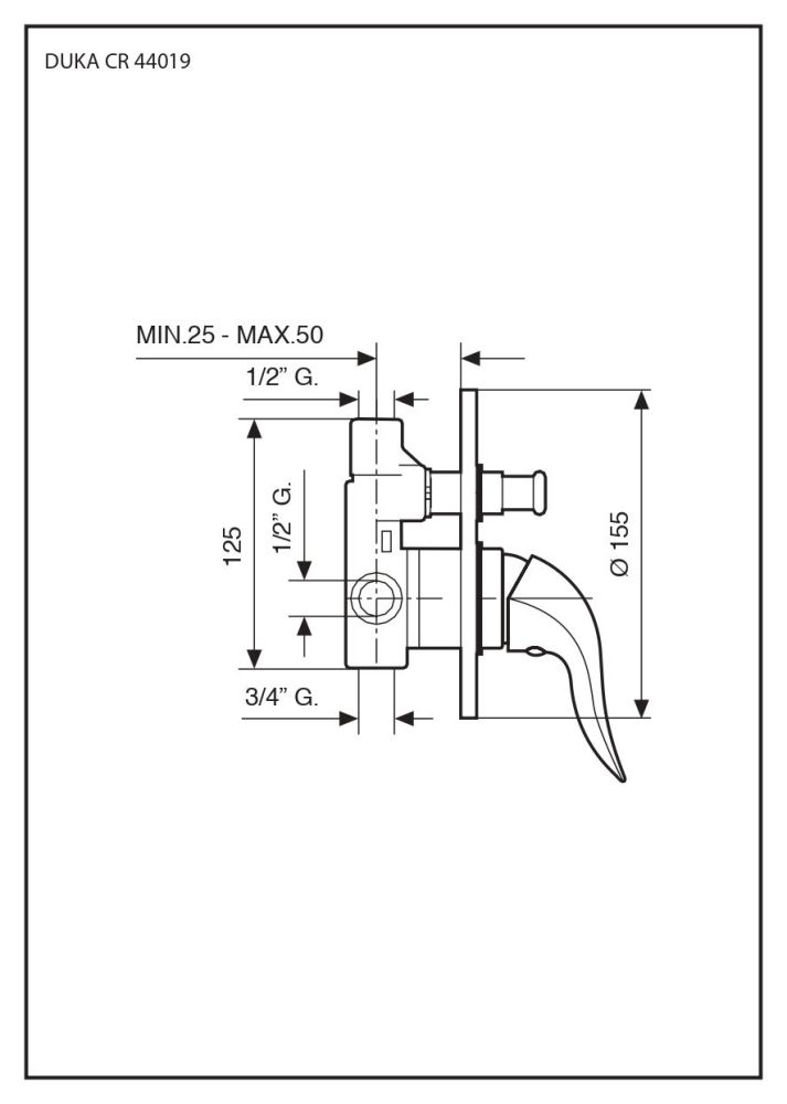 Emmevi Duka, смеситель внутристенный на 2 выхода, цвет золото