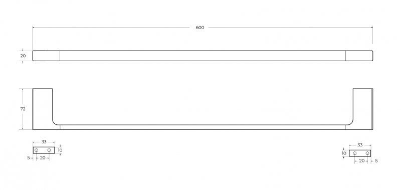 SLIDER-TH-60-GM Полотенцедержатель 60 см, исполнение оружейная сталь, артикул SLIDER-TH-60-GM