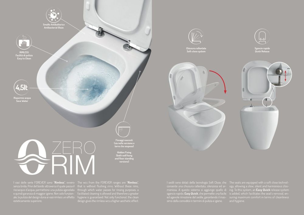 Disegno ceramica Forever, подвесной безободковый унитаз, c крепежом, 50x37 см, цвет белый глянцевый, артикул FV00500001