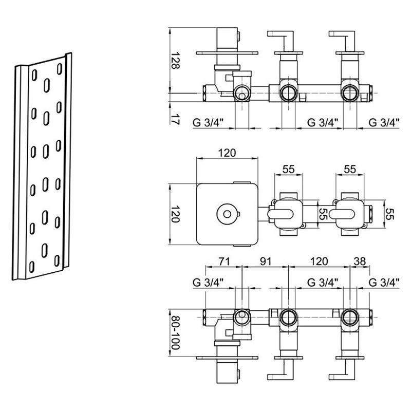 Смеситель для душа встраиваемый с термостатом Webert Living LV971402345, никель, артикул LV971402345