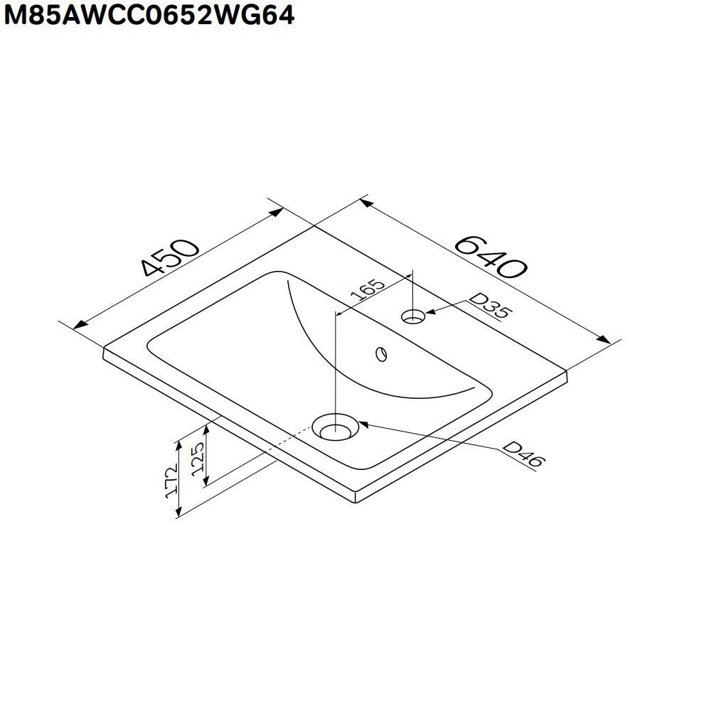M85AWCC0652WG64 X-Joy, Раковина мебельная, керамическая, 65 см, встроенная, цвет: белый, глянец M85AWCC0652WG64 X-Joy, Раковина мебельная, керамическая, 65 см, встроенная, цвет: белый, глянец