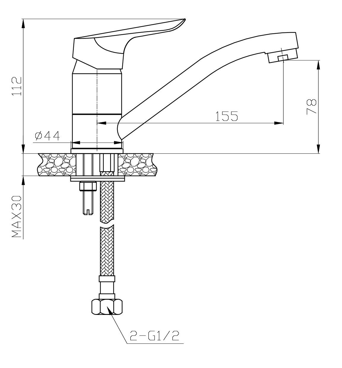 Смеситель Asti для кухни, излив 140мм, артикул: AT 15
