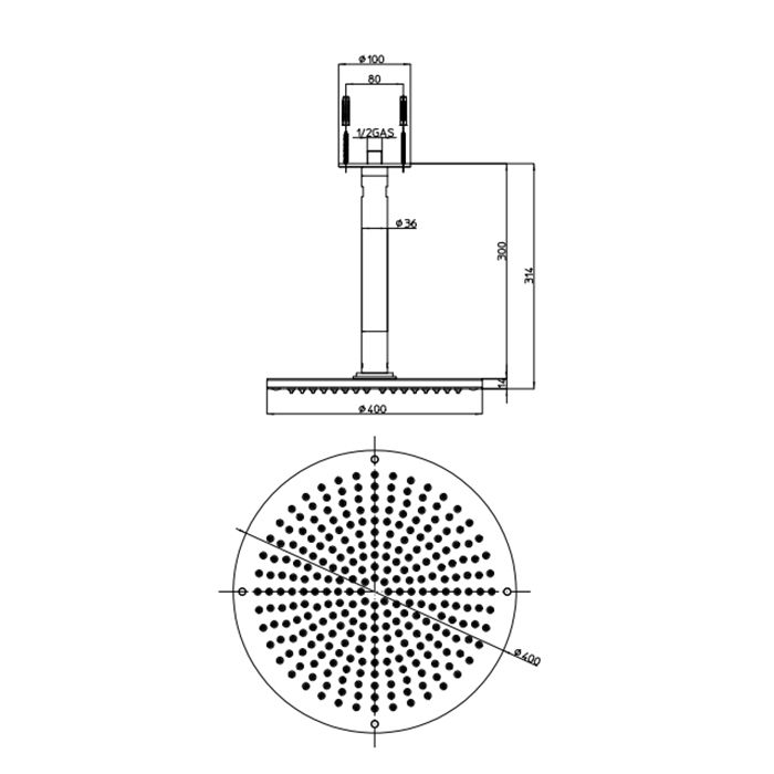 BOSSINI DREAM-OKI Верхний душ Ø 400 mm 1 режим - держателем вертикальным 300 x Ø 36 mm, цвет: хром BOSSINI DREAM-OKI Верхний душ Ø 400 mm 1 режим - держателем вертикальным 300 x Ø 36 mm, цвет: хром