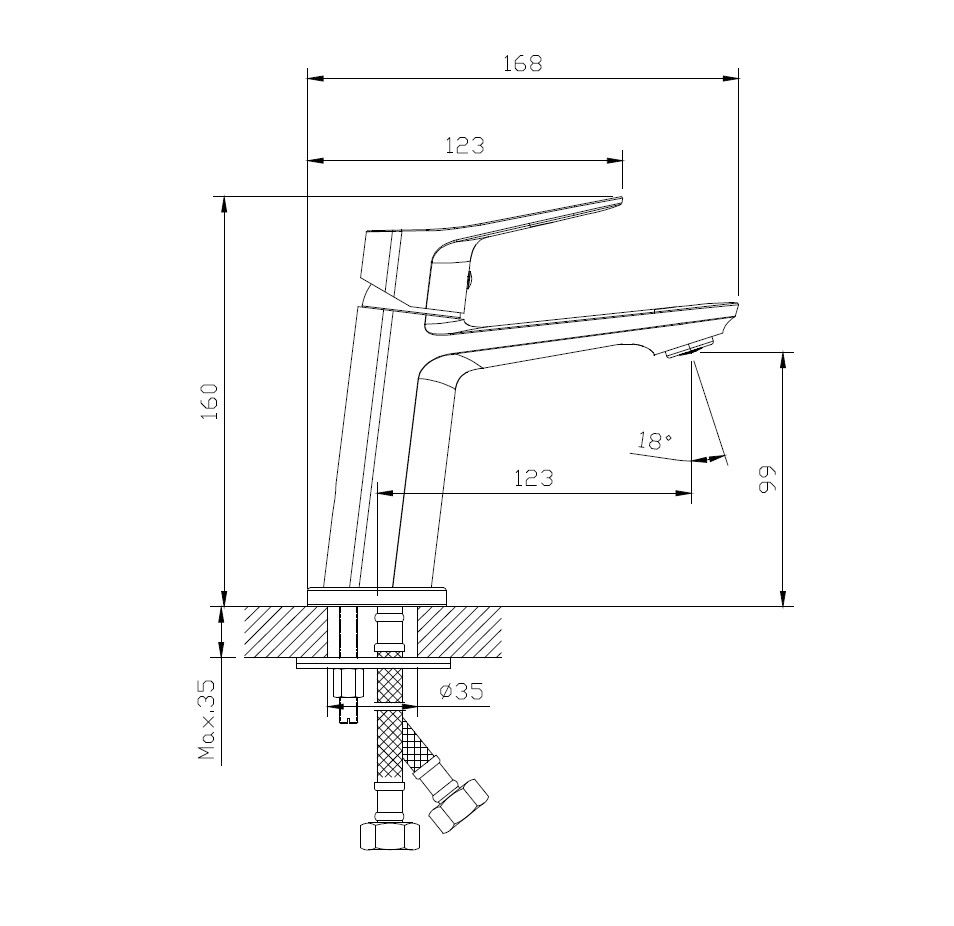 Смеситель для раковины DQ Leipzig хром (DA1762101), артикул DA1762101