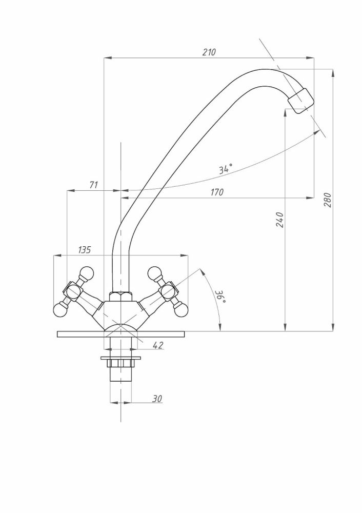 Смеситель для кухни ПСМ-ПРОФСАН PSM-127-89 СТАНДАРТ-А тип См-МДЦБА, артикул PSM-127-89