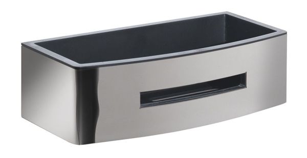 Gedy, решётка прямоугольная 1-уровневая c ABS вкладышем (24х12,3хh7,2), цвет хром - черный пластик