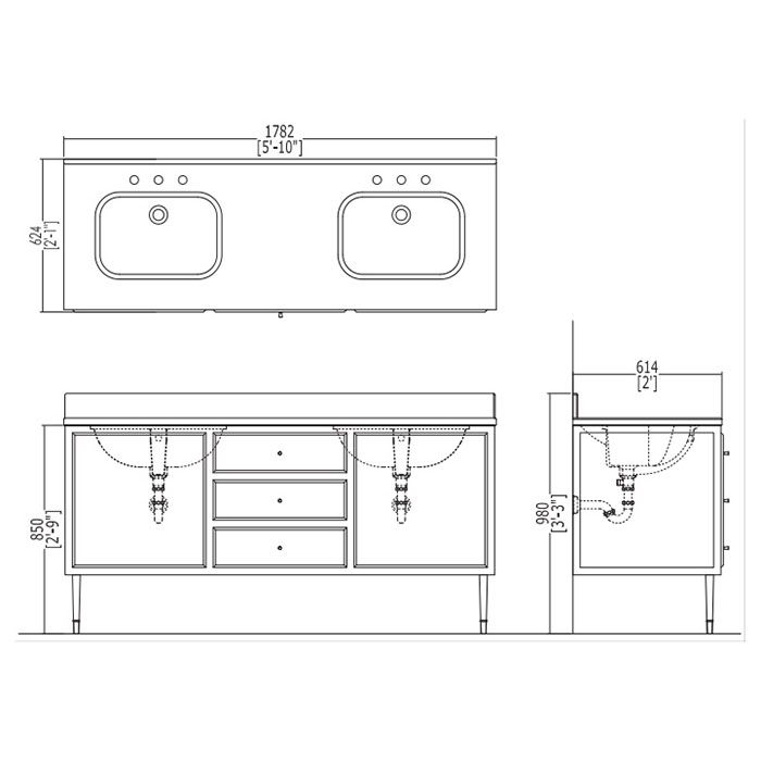 Devon Swindon Раковина встраиваемая под столешницу (55,5х38,5 cм), цвет: белый, артикул ACSWINDONDS bi