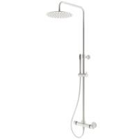 Plumberia Selection IXO Душевая колонна телескоп. терм., поворотная, верх.душ из нерж.стали 250мм,руч.душ 1 режим., шланг 150мм,бел.матов.