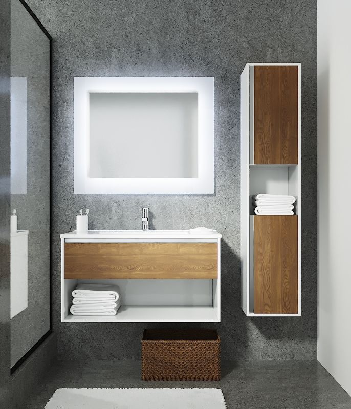 Тумба с раковиной SanVit Контур 75 kkont075 с фактурой под дерево подвесная Шелк Сталь Тумба с раковиной SanVit Контур 75 kkont075 с фактурой под дерево подвесная Шелк Сталь