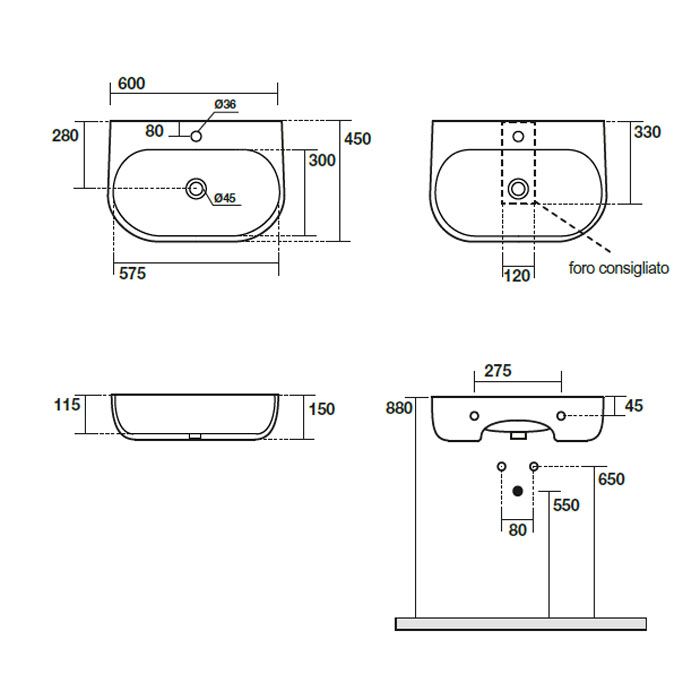 Kerasan Nolita Раковина подвесная/накладная 60х45 см, с 1 отв под смеситель, цвет Чёрный матовый Kerasan Nolita Раковина подвесная/накладная 60х45 см, с 1 отв под смеситель, цвет Чёрный матовый