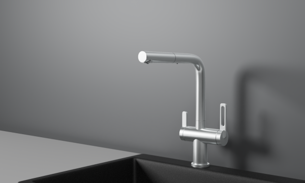 Смеситель для кухни GRANULA с выдвижным изливом и подключением к фильтру (8170, НЕРЖ)