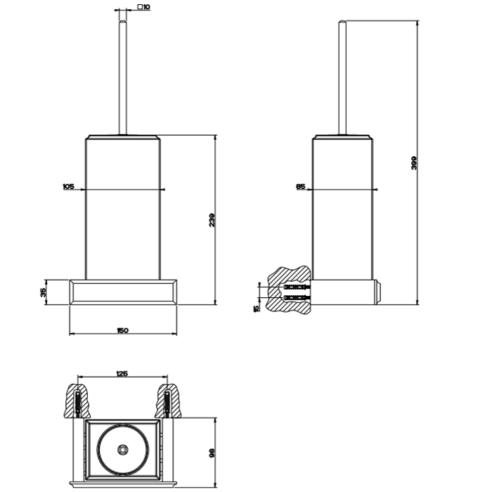 Gessi Eleganza Ершик для унитаза подвесной, цвет: хром/белый