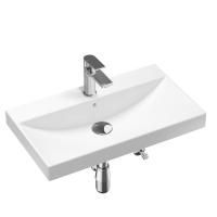 Комплект 5 в 1 Lavinia Boho Bathroom Sink 21510369, врезная фарфоровая раковина 80 см, смеситель, латунный сифон, донный клапан quick-clac, угловые вентили 2 шт.