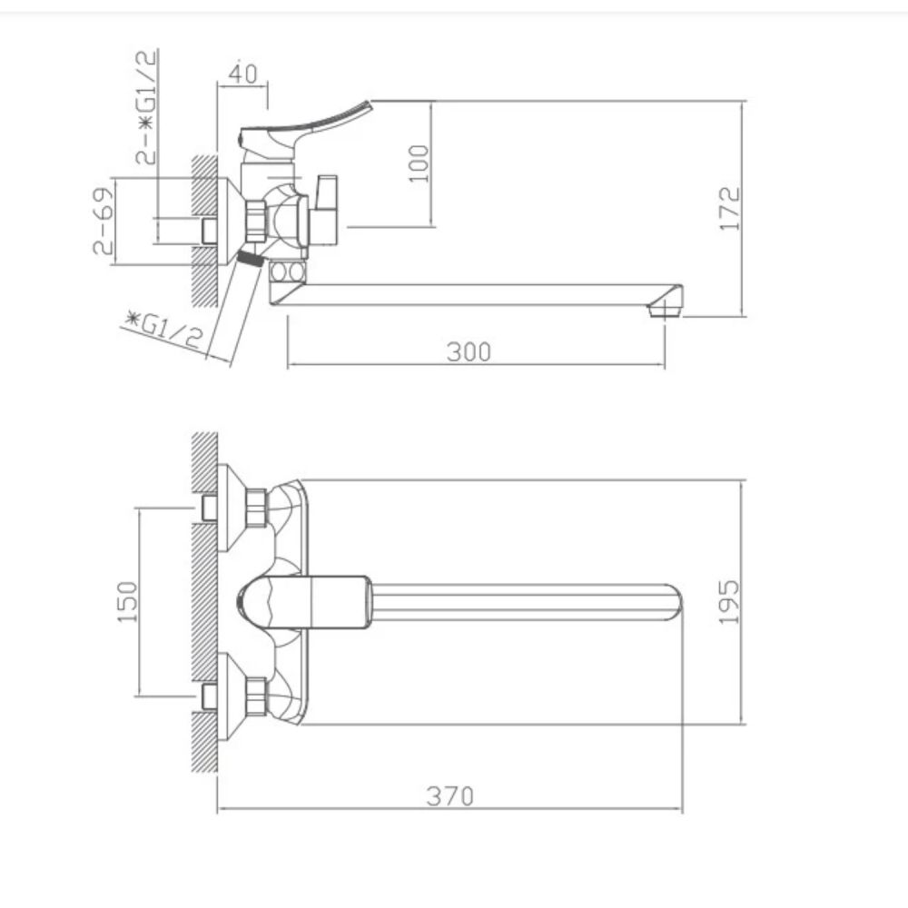 Смеситель для ванны Haiba HB22553, хром