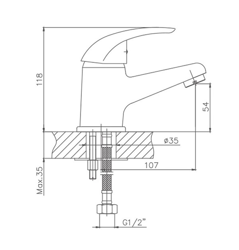Смеситель для раковины Cron CN1029, хром