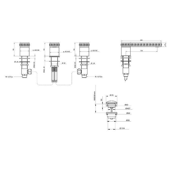 Bongio Pure Glam Смеситель для раковины, цвет золото/Swarovski