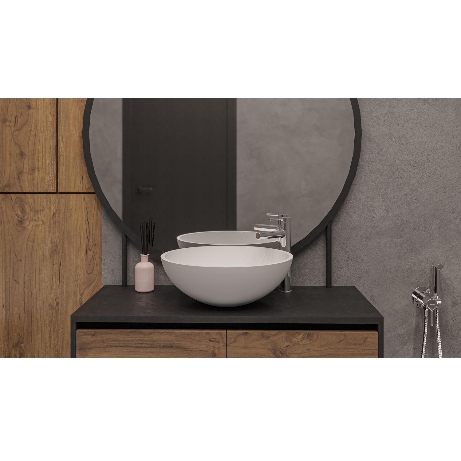 Умывальник WHITECROSS Cornelian D=43 (белый мат) иск. камень