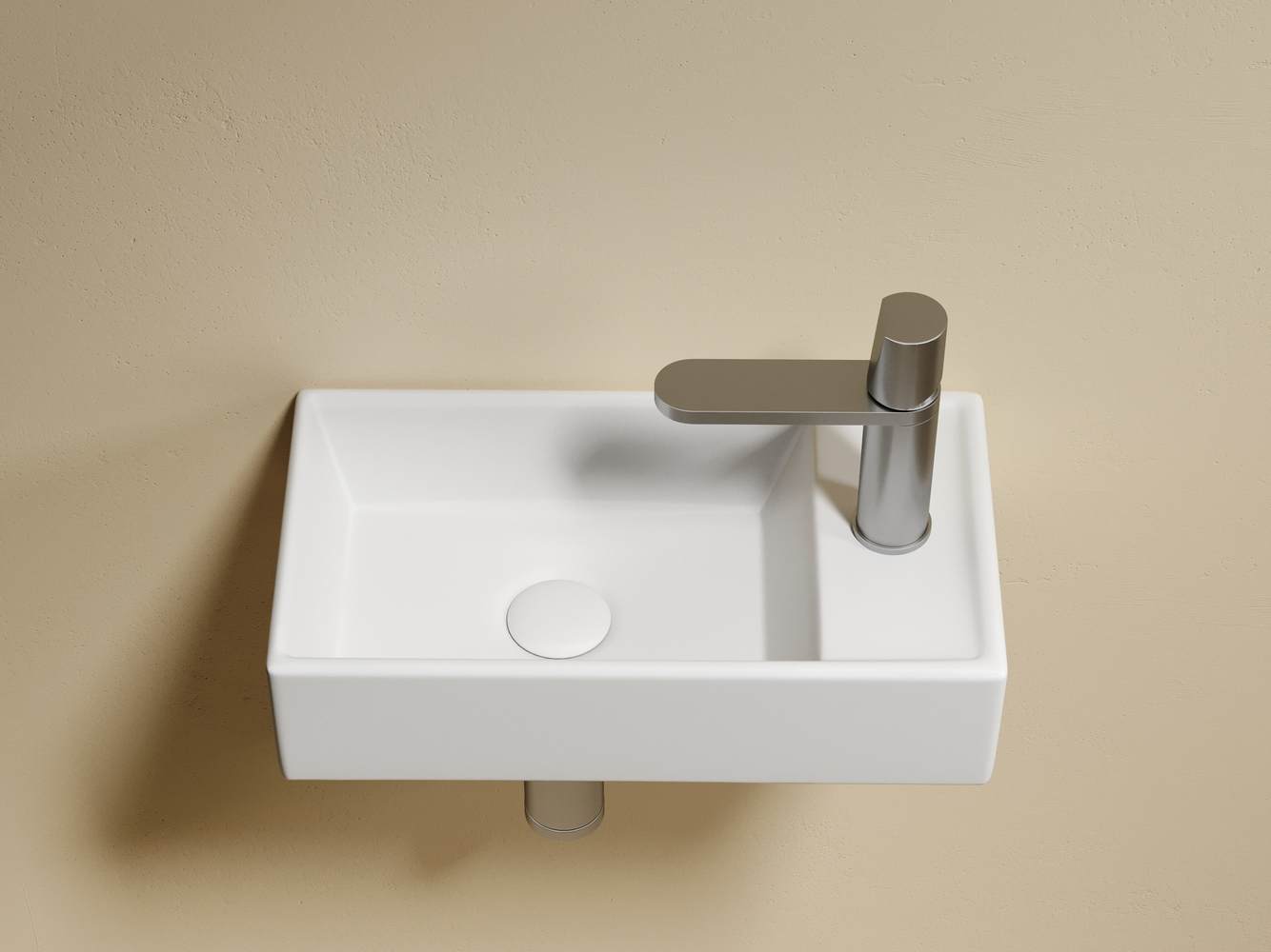 Умывальник подвесной прямоугольный (чаша слева, отверстие под смеситель справа) цвет белый матовый Элемент (Element) 407x217x100, артикул CN6051LMW