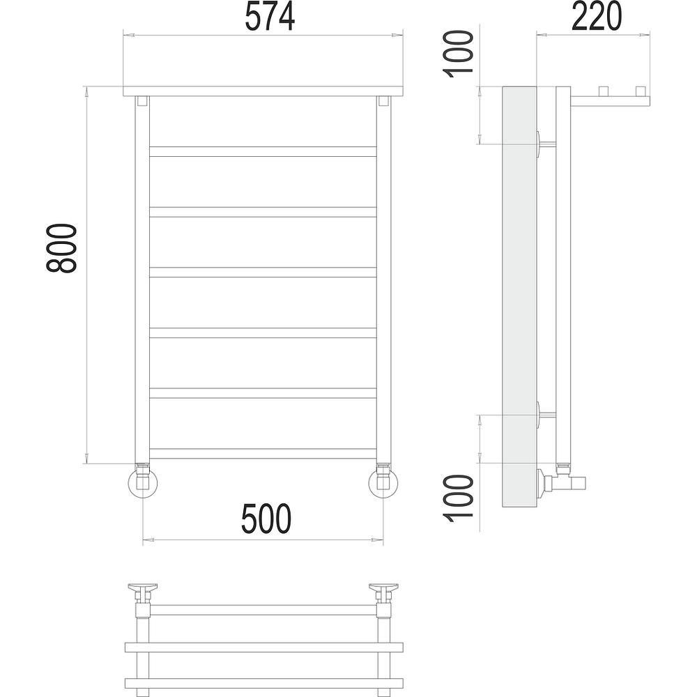 Полотенцесушитель водяной с полкой Terminus Контур П7 50х80