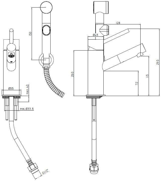 Смеситель с гигиеническим душем Paffoni Birillo BI069CRD