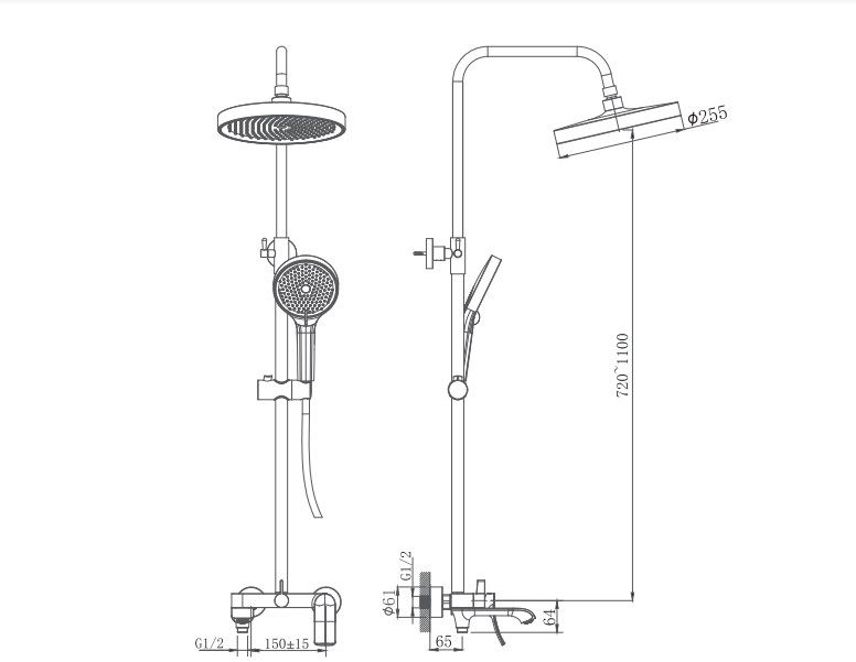 Душевая система Haiba HB24553-7, черный, артикул HB24553-7