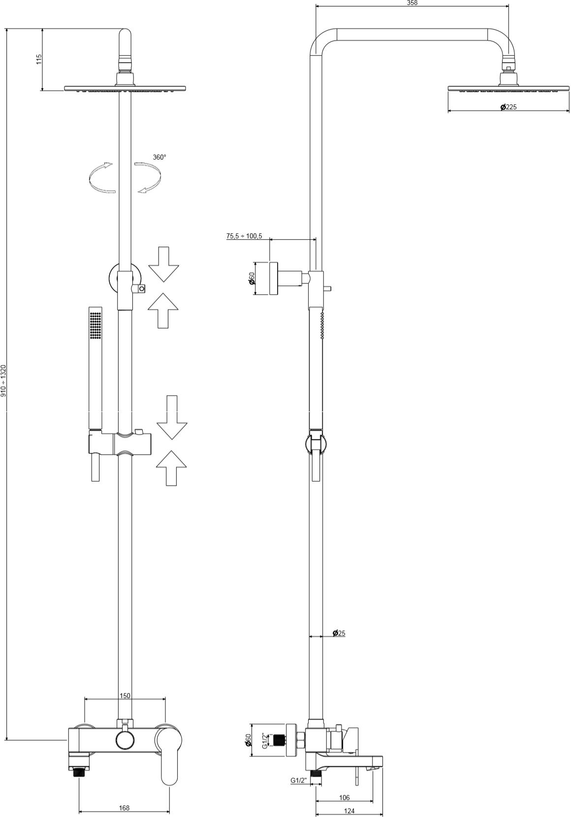 Душевая стойка Paffoni Blu ZCOL632NO