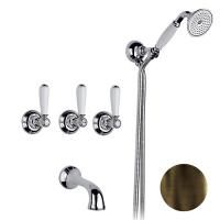 Nicolazzi P.m. Blanc Смеситель для душа, встраиваемый, излив: 160мм и ручным душем, ручки белая керамика, цвет: тёмная бронза