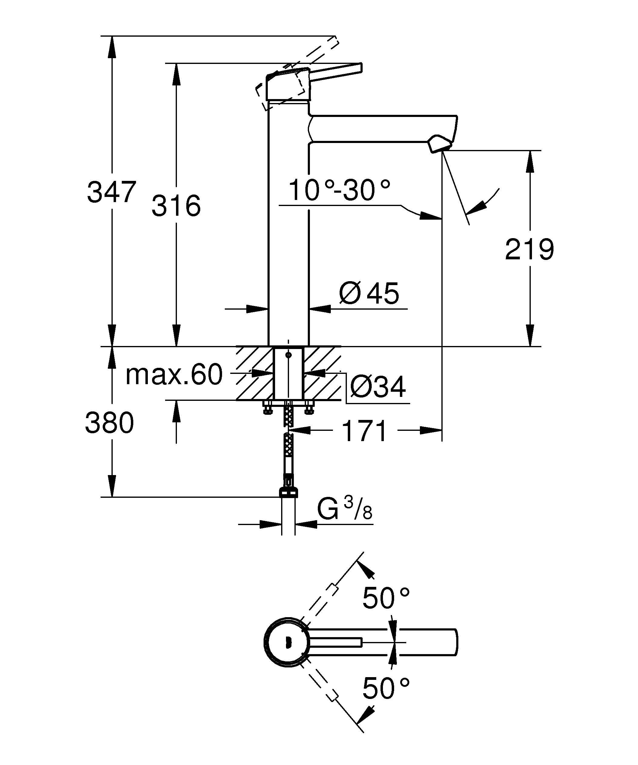 Смеситель для раковины GROHE Concetto однорычажный DN 15 XL-Size, хром (23920001) Смеситель для раковины GROHE Concetto однорычажный DN 15 XL-Size, хром (23920001)