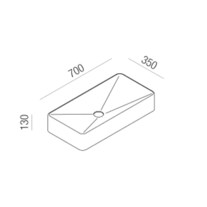AGAPE RASO Раковина 700x350x130 мм., для установки на столешницу, без отв для смесител, без перелива, с донным клапаном, Solid surface, цвет белый мат AGAPE RASO Раковина 700x350x130 мм., для установки на столешницу, без отв для смесител, без перелива, с донным клапаном, Solid surface, цвет белый мат