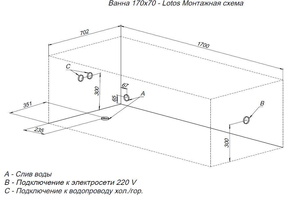 Акриловая ванна Aquanet Lotos 170x70 (с каркасом) Акриловая ванна Aquanet Lotos 170x70 (с каркасом)