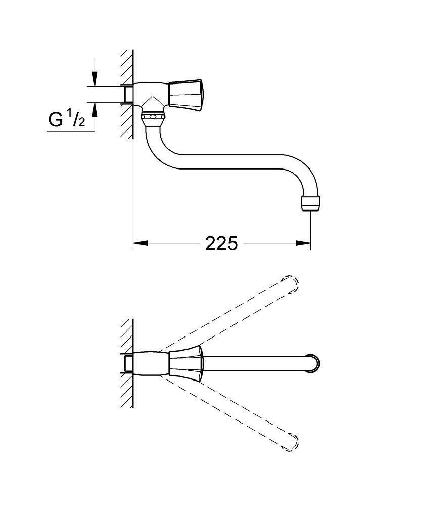 Вентиль для кухни GROHE Costa L, без функции смесителя, хром (30484001) Вентиль для кухни GROHE Costa L, без функции смесителя, хром (30484001)
