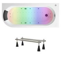 Гидро-аэромассажный комплект с хромотерапией 6 в 1 Lavinia Boho Art II 36368HAC, акриловая ванна 170x72,5 см (правый разворот), ножки с монтажным набором, подголовник, хромотерапия, аэромассаж, гидромассаж