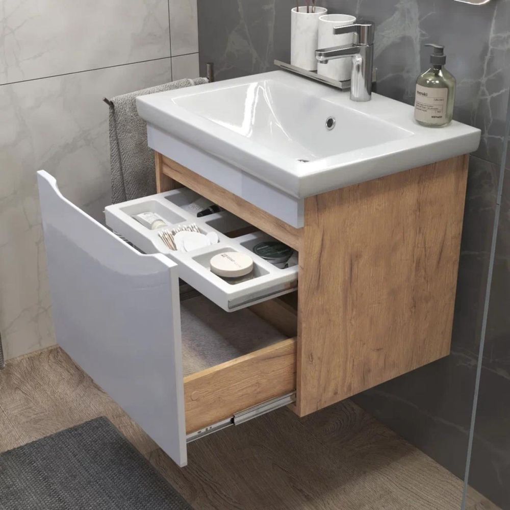 Тумба с раковиной подвесная VIGO Grani 057 дуб золотой, 60 см, артикул 057 дуб золотой-com