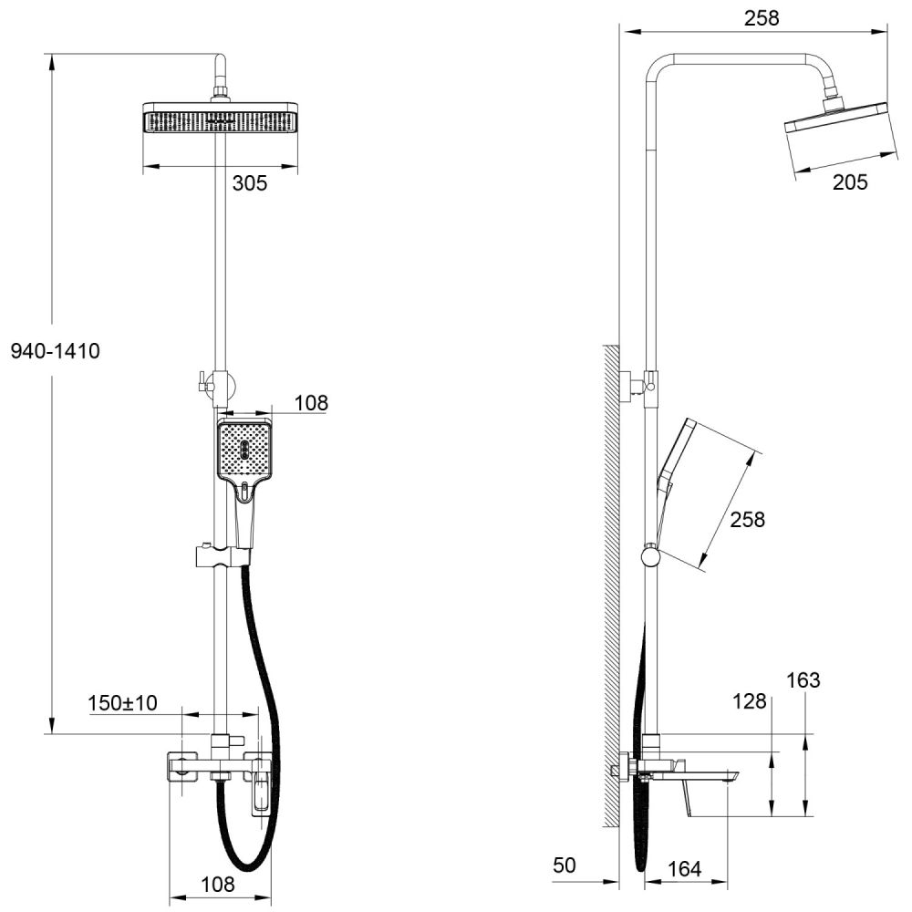 Душевая система HAIBA цвет: черный (HB24732-7), артикул HB24732-7
