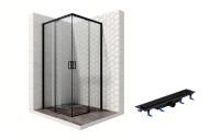 Душевой уголок Ambassador Queen Black 11011203-ST5, квадратный, линейный трап, 90х90