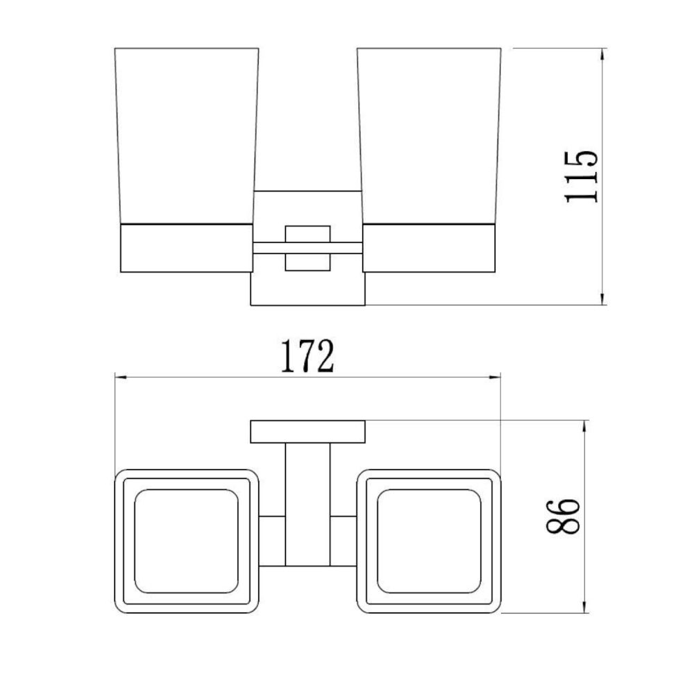 Стакан для ванной комнаты двойной Savol S-06568Q, графит, артикул S-06568Q