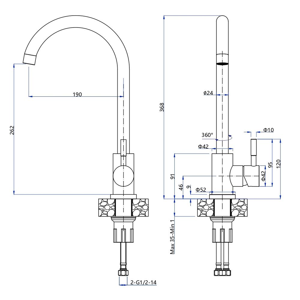 Смеситель для кухни GranFest Z-5410, песочный